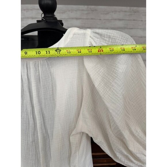 OLIVACEOUS White Puff Sleeve Button Front Jumpsuit Womens Size Small - Picture 3 of 7